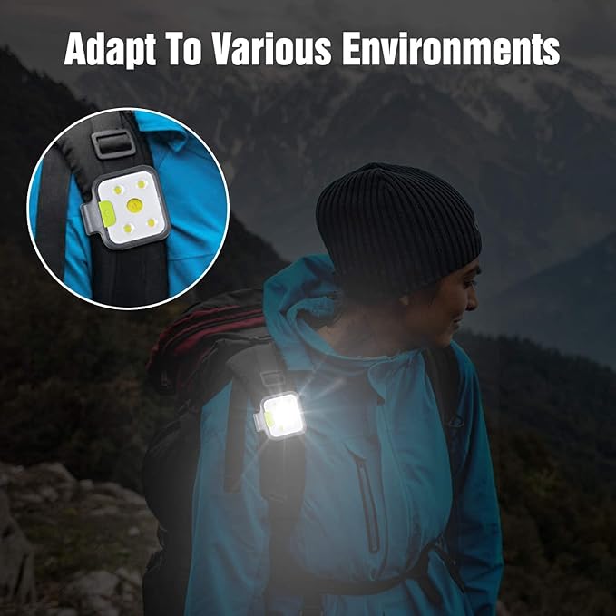 Running Light, 2Pack Reflective Safety-Light for Runners, Rechargeable LED Light, Clip On Running Lights with Runners and Joggers for Camping, Hiking, Running, Outdoor Adventure (Black)