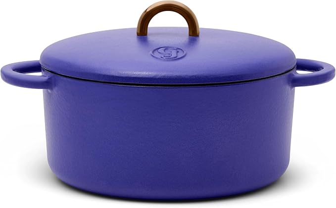 Great Jones Dutch Baby Dutch Oven with Lid (Blueberry, 3.5-Quart) | Enameled Cast Iron, Round Shape | Safe for Stovetops & Ovens up to 500°F | Space-Saving & Dishwasher-Friendly | Small-Batch Cooking
