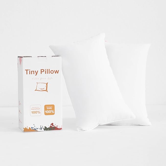 BEDSUM 2 Pack Tiny Pillows, 11"x7" Microfiber Mini Pillows for Travel, Pets, Soft and Machine Washable Small Pillows for Neck, Wrist, and Knee Comfort, White