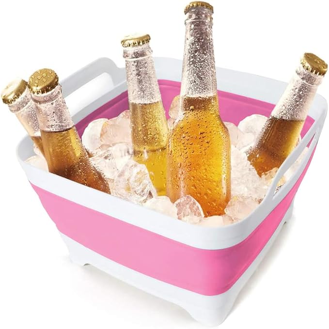 2.4 Gal(9L) Collapsible Dish Basin with Drain Plug,Space Saving Multiuse Foldable Sink Tub,Dishpan,Kitchen Sink for Camping,Plastic Tub,Vegetable Washing,RV…