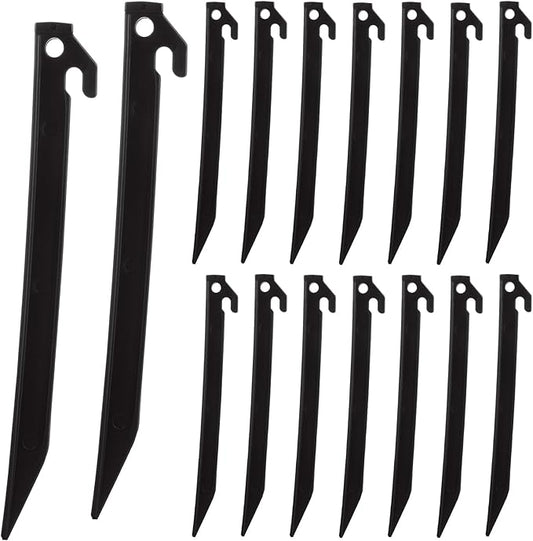 50 Pack Plastic Tent Stakes 9 Inch, Heavy Duty Tent Pegs Garden Landscape Stakes, Spike Hook Canopy Stakes for Camping Gardening Backpacking Outdoor Lawn Tarp (Black)