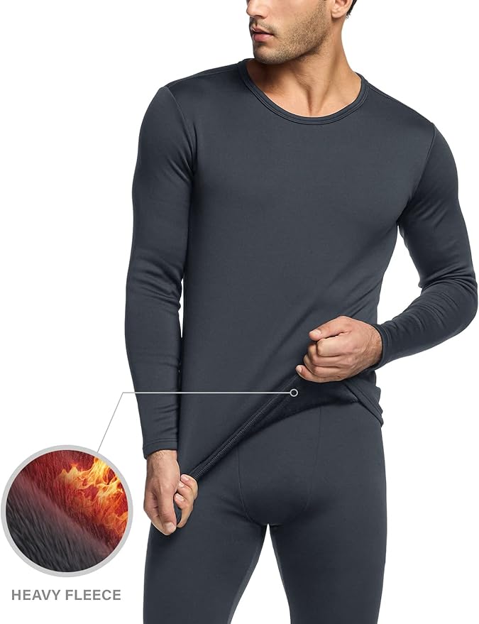 TSLA Men's Thermal Underwear Set, Microfiber Soft Fleece Lined Long Johns, Winter Warm Base Layer Top & Bottom
