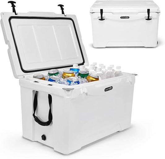 SereneLife Ultra-Tough 25-75 Quart Rotomolded Cooler Box, Holds Upto 64 Cans, Keeps Ice Up to 5 Days, Heavy-Duty Insulated Portable Ice Chest Box, Ideal for Camping, Beach, Picnics, Tailgating, etc