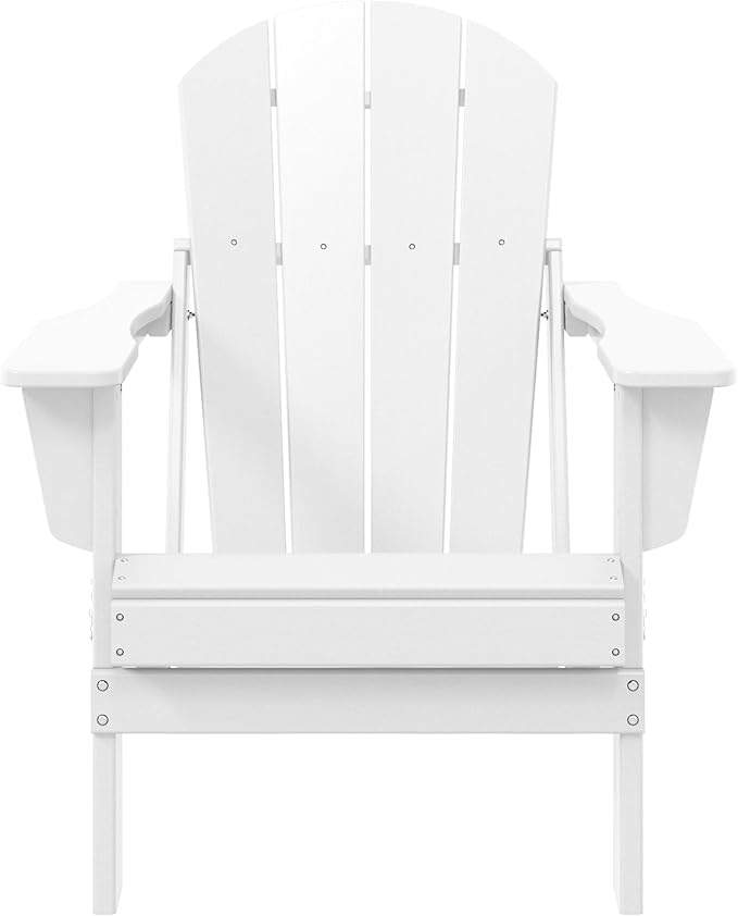 WestinTrends Malibu HDPE Outdoor Patio Folding Poly Adirondack Chair, White