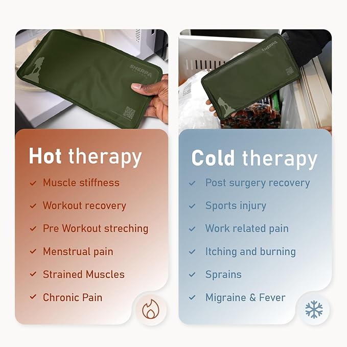 Small Flexible Gel Ice Packs for Injuries Reusable - Soft Hot and Cold Packs for Injuries for Ankle, Hand, Wrist, Head Pain Relief - 5" x 10" - 2PK - Green