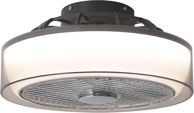 Ceiling Fan with Lights Remote Control, Low Profile Led Blade Ceiling Fan Enclosed Flush Mount Ceiling Fans with Timming for Bedroom, Living Room, 6-Speed Quiet DC, 3000-6000K, Gray