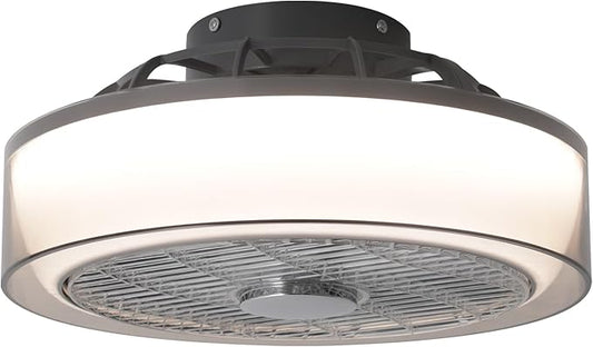 Ceiling Fan with Lights Remote Control, Low Profile Led Blade Ceiling Fan Enclosed Flush Mount Ceiling Fans with Timming for Bedroom, Living Room, 6-Speed Quiet DC, 3000-6000K, Gray