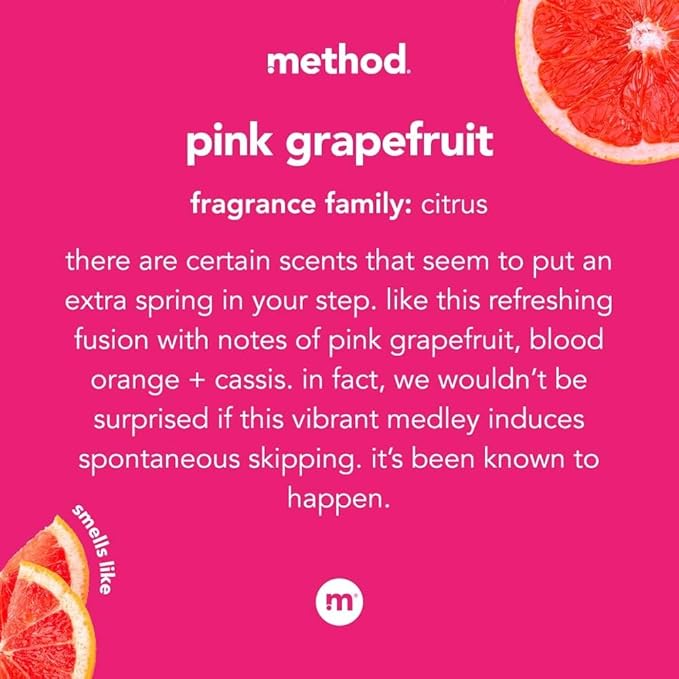 Method Foaming Hand Soap, Pink Grapefruit, 10 Fl Oz, Biodegradable Formula, (Pack of 3)