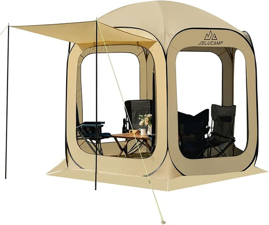 10x10 FT Pop Up Screen House Tent - Instant Screened Gazebo Canopy with Mosquito Net, Portable Backyard Tent for 4-6 People, Easy Setup Patio Shelter for Camping, BBQ, Sports & Outdoor