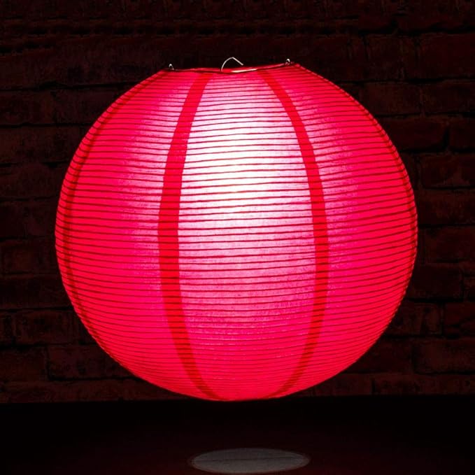 Quasimoon PaperLanternStore.com 12 Inch Red Fine Line Premium Even Ribbing Paper Lantern, Extra Sturdy