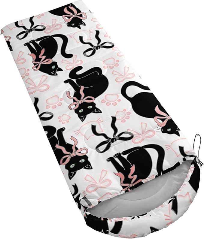 AILONEN Pink Lovely Rabbit Sleeping Bag for Girls Kids Adults,Warm and Cool Weather,Lightweight,Waterproof Backpacking,Cartoon Flowers Printed Bunny Sleeping Bag for Camping