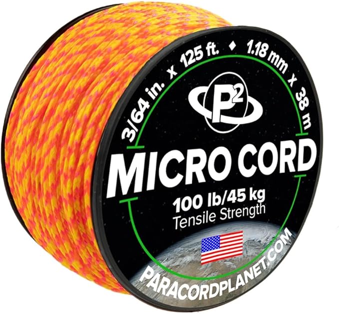 Paracord Planet Micro Paracord – Thin Braided Cord for Crafting, Fishing, and DIY Projects in 125 ft Spools – Starburst