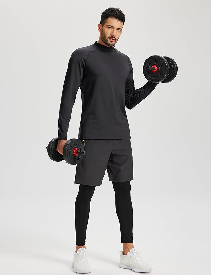 TACVASEN Mens Thermal Fleece Shirt Mock Turtle Neck Base Layer Long Sleeve Athletic Warm Undershirt Winter Running Tops