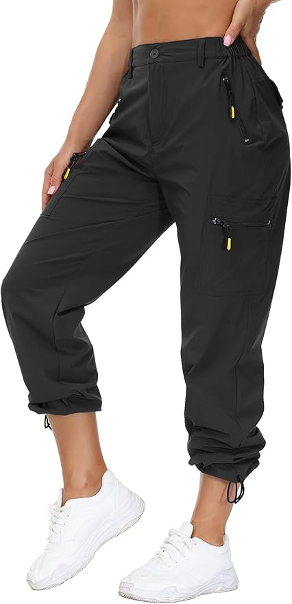 VVK Women's Hiking Cargo Pants Lightweight Quick Dry Outdoor Athletic Pants Camping Climbing Golf Zipper Pockets