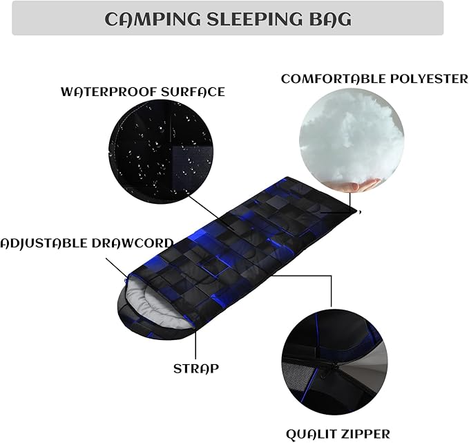 Sleeping Bags for Adults and Kids Backpacking Camping Sleeping Bags for Girls and Boys Lightweight Waterproof Cold/Warm Sleeping Bag for All Season