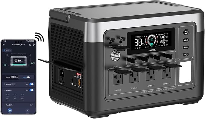 OUKITEL P1000 PLUS 1800W Power Station, 1024Wh Solar Generator 1200W Fast Charging APP Control Emergency LiFePO4 Battery for Home Backup Camping RVs
