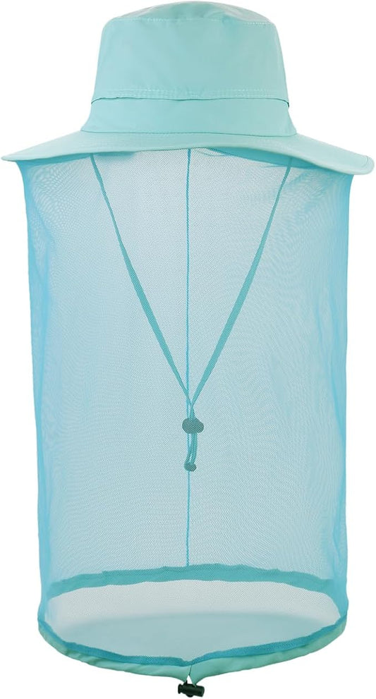 Fishing Hat Sun Protection Hat Mosquito Head Net for Outdoors Bucket Hat with Hidden Net Mesh