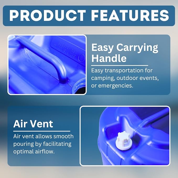 5-Gallon Stackable Water Storage Containers, 5 Gallons Each w/Lids + Spigot, Easy Fill, Survial Supply Emergency Water Storage for Camping and Disaster Preparedness, RV, 10 Gallon (2 Tanks)