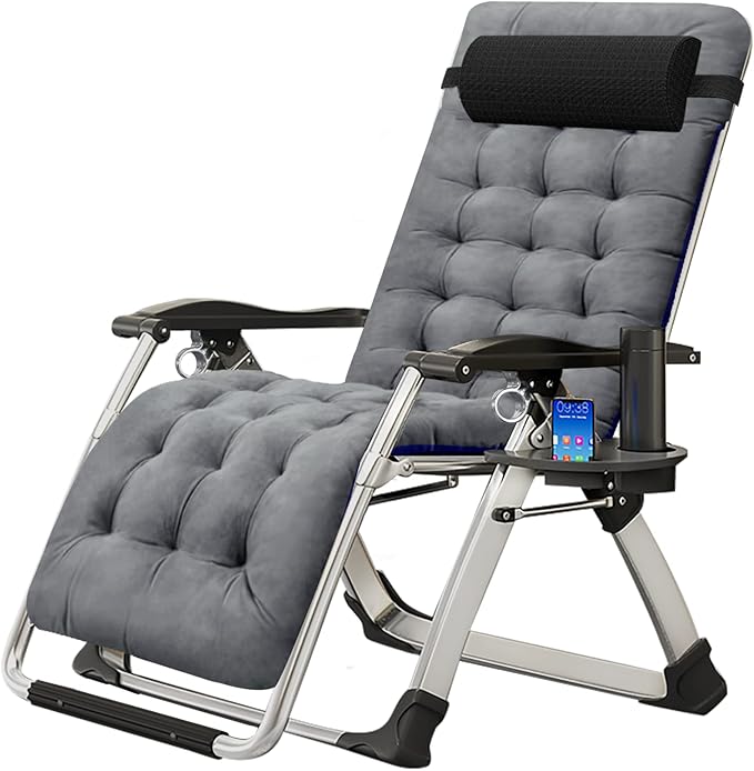 ABORON Zero Gravity Chair,Premium Outdoor Lawn Folding Lounge Chairs,Sturdy Adjustable Reclining Patio Chairs with Removable Cushion,Headrest & Tray