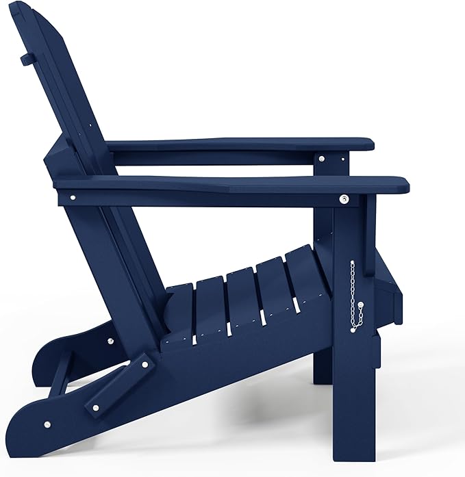 WestinTrends Malibu 4-Piece Set Outdoor Folding Poly Adirondack Chair, Navy Blue