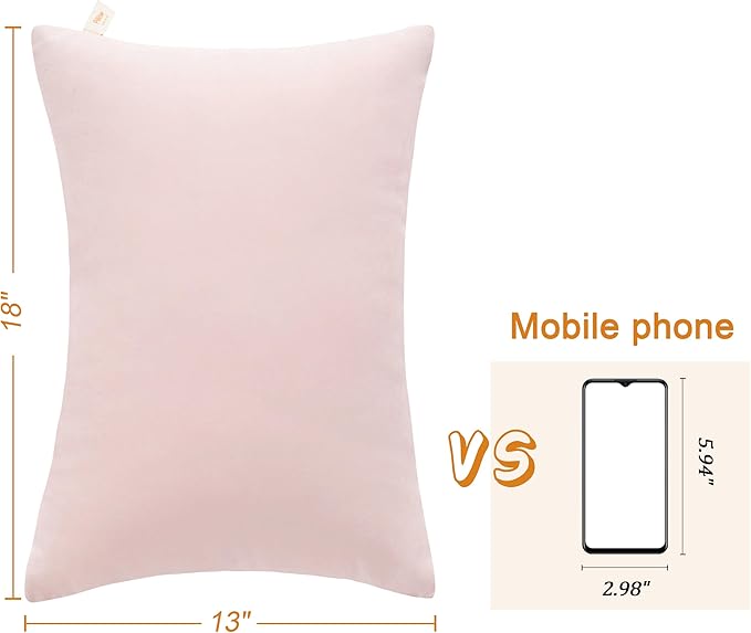 BEDSUM 2 Pack Microfiber Pillows, 13"x18", Soft and Machine Washable for Travel, Pets, Neck, Wrist, Knee Comfort, Pink