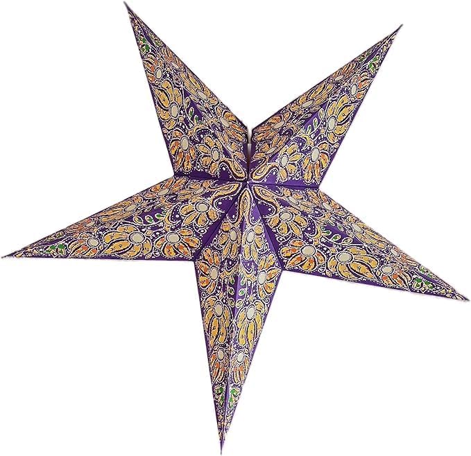 Paper Lantern Lampshade Paper Star Light Shades Large 60cm Star Hanging Decorations for Christmas Wedding Home Decoration Birthday Party (Purple, Yellow, Green Multi)