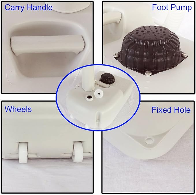 Outvita Portable Camping Sink w/ 19L Water Tank Rolling Wheels Towel Holder Soap Dispenser Faucet, Outdoor Foot Pump Washing Station for RV Boat Travel Picnic Worksit