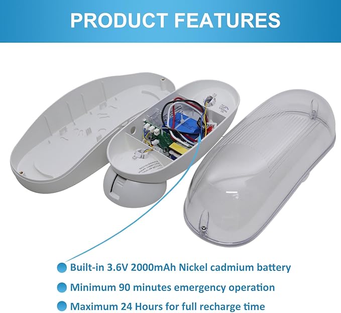 Outdoor Emergency Light with Battery Backup, Exterior Lights with Battery Backup, Wet Location, LED Egress Lights, Exterior Two Adjustable Heads Emergency Lighting Fixture,120/277V, UL Listed (6 Pack)