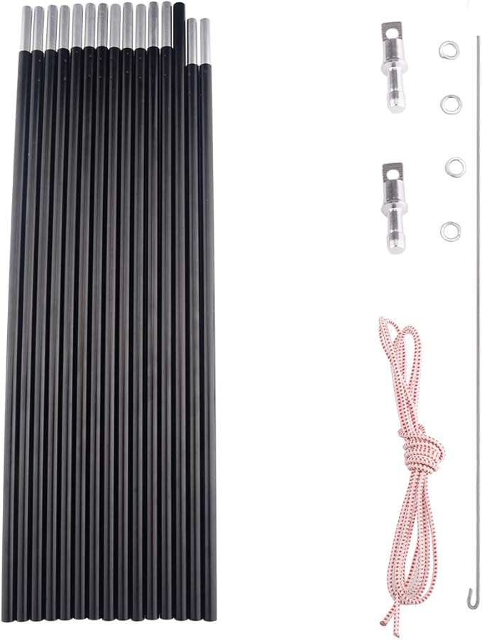 Aluminum Tent Poles Replacement, Fits Both Female and Male Ends, Lightweight Tent Pole Repair Kit, 7001 Aluminum Alloy T6 Heated