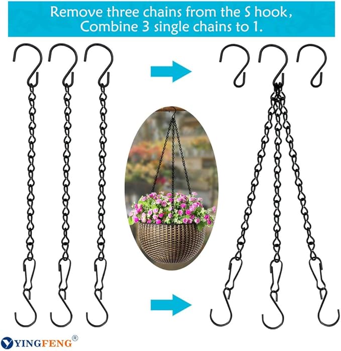 YINGFENG 10 Pack 9.5 Inch Black Hanging Chains, Garden Plant Hangers for Hanging Bird Feeders, Billboards, Chalkboards, Basket, Planters, Lanterns, Wind Chimes and Decorative Ornaments Etc