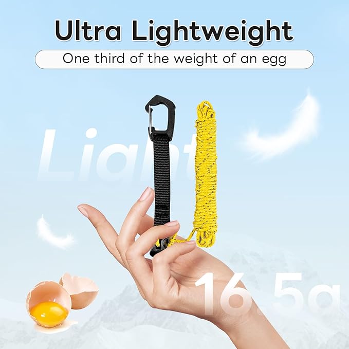 4 Pack Guy Lines-Ultralight Tent Cords with Locking Carabiner Clip, 2mm 100% Nylon Guylines Ropes for Outdoor Camping Tent Tarp,Climbing,Hiking Backpacking (Grey, 4M)