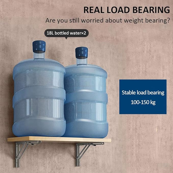 Storystore Folding Shelf Brackets - 10 Inch Heavy Duty Stainless Steel Collapsible Shelf Bracket for Bench Table, Space Saving DIY Bracket (4PCS)