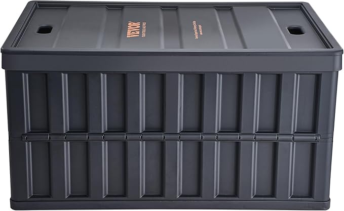 VEVOR 65L Collapsible Storage Bins with Lids 3 Packs, Stackable Utility Crates with Handles, Large Folding Containers for Organizing Tools, Books, Food, Drinks, Camping&Transport