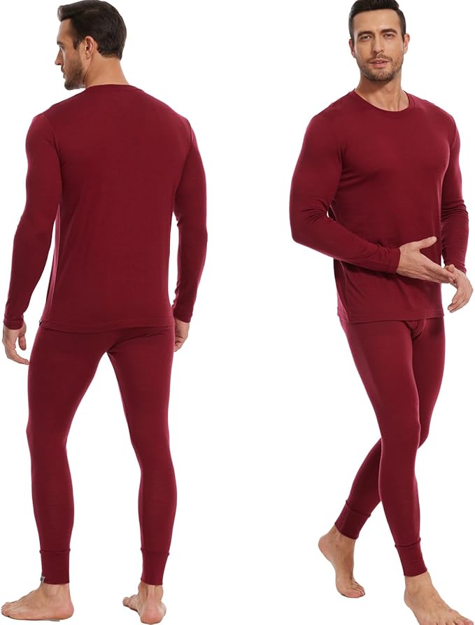 MERINNOVATION Merino Wool Base Layer Set for Men 100% Merino Wool Thermal Underwear Long Sleeve
