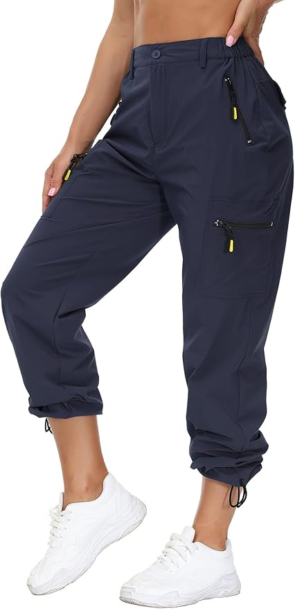 VVK Women's Hiking Cargo Pants Lightweight Quick Dry Outdoor Athletic Pants Camping Climbing Golf Zipper Pockets