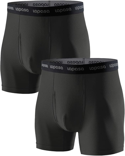 LAPASA Men's Quick Dry Travel Underwear, Terraversal Series Mesh Breathable Trunks/Boxer Briefs/Boxers (2 & 3 Packs)