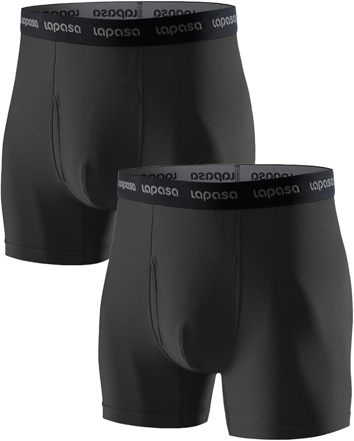 LAPASA Men's Quick Dry Travel Underwear, Terraversal Series Mesh Breathable Trunks/Boxer Briefs/Boxers (2 & 3 Packs)