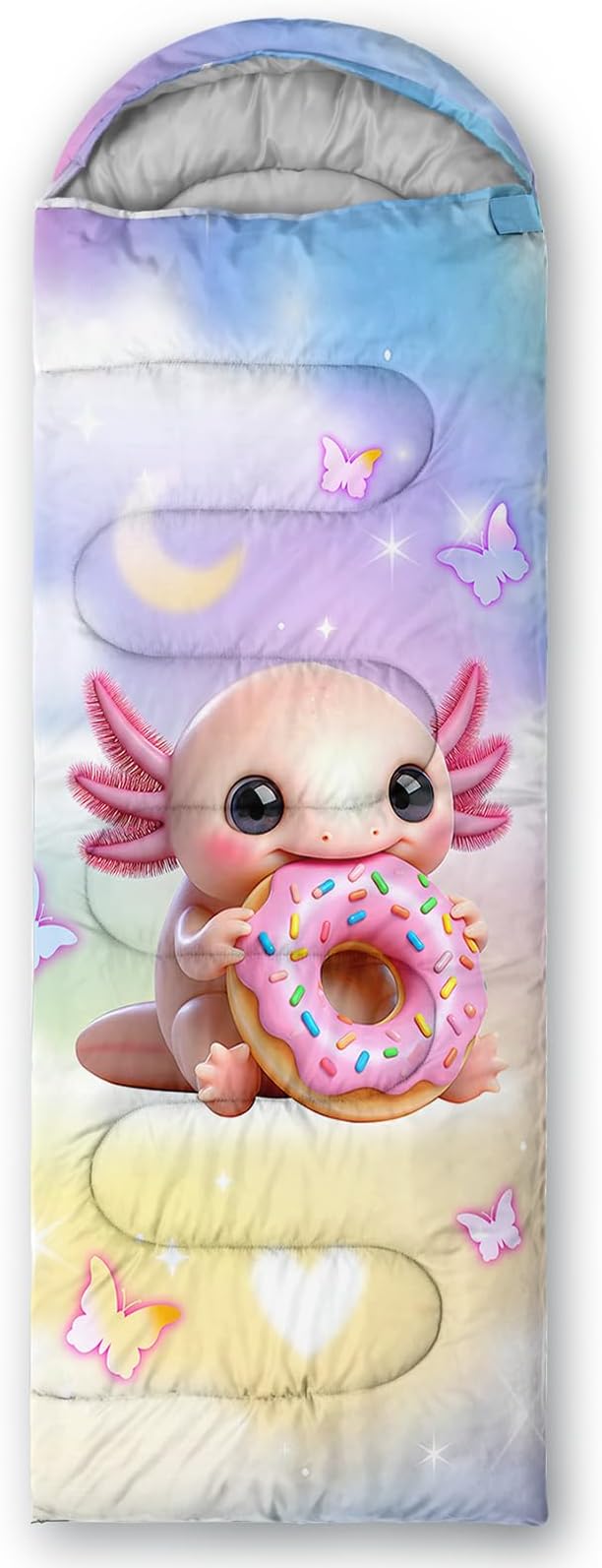 AILONEN Pink Lovely Rabbit Sleeping Bag for Girls Kids Adults,Warm and Cool Weather,Lightweight,Waterproof Backpacking,Cartoon Flowers Printed Bunny Sleeping Bag for Camping