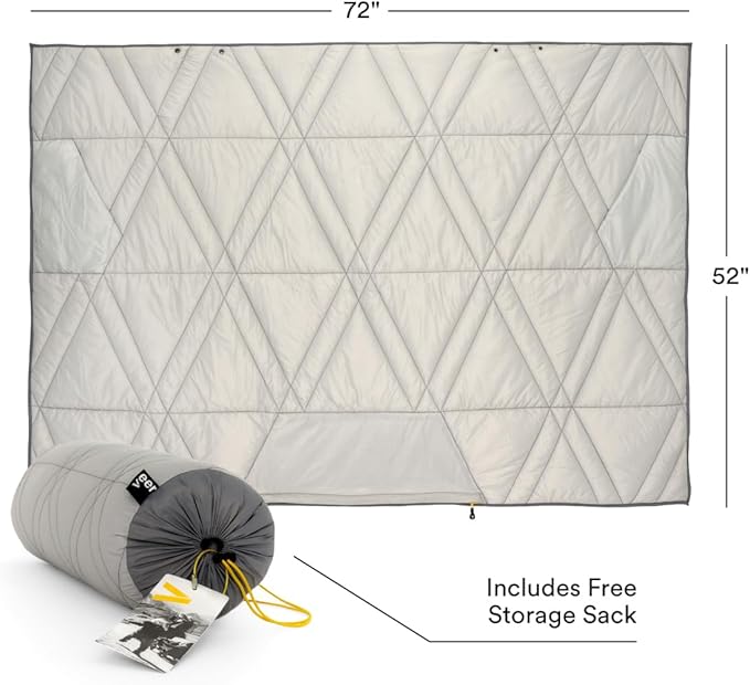 Veer Adventure Blanket - 100% Down Alternative Insulated Outdoor Puffy Blanket for Camping, Beach, Sports/Stadiums, Picnics, or Travel - Built-in Hand Pockets and Zipper Pillow Pocket - Adult Size