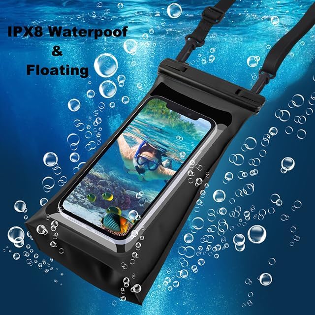 Large Capacity Waterproof Phone Pouch Floating, Waterproof Bag Case for iPhone 15 14 Pro Max 13 12 11 X XR 8 Plus Samsung Up to 6.9'', IPX8 Water Proof Phone Dry Bag for Swimming Kayaking, 1Pack