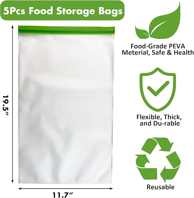 Bear Bags for Food Backpacking- Odor Proof Storage Bags 7.87 Mil Reusable No-Odor Ziplock Barrier Bags Fit Home Organization Camping, Food Storage (5pack)