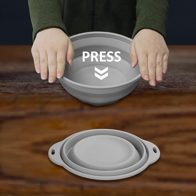 Collapsible SiliconelSalad Bowl 61oz Camping Bowl Outdoor Hiking Travel Durable Bowl for Storage and Mixing Food-Grade Silicone Food Storage Container 1 Pack (Blue)