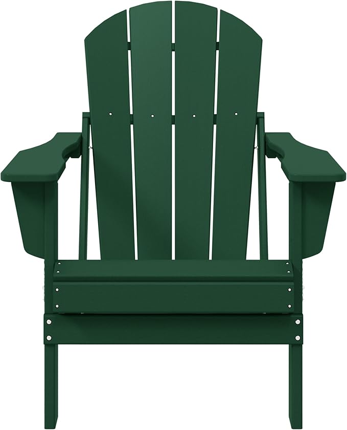WestinTrends Malibu HDPE Outdoor Patio Folding Poly Adirondack Chair, Dark Green