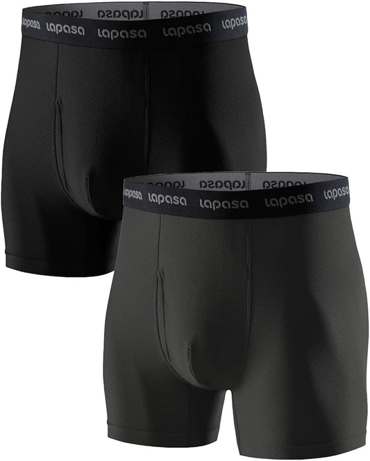 LAPASA Men's Quick Dry Travel Underwear, Terraversal Series Mesh Breathable Trunks/Boxer Briefs/Boxers (2 & 3 Packs)