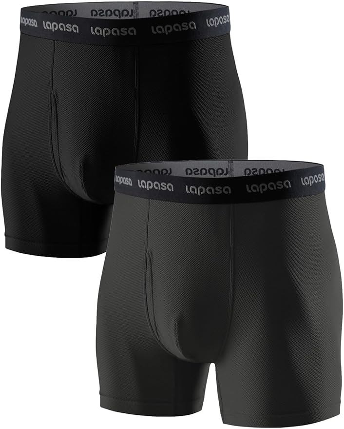 LAPASA Men's Quick Dry Travel Underwear, Terraversal Series Mesh Breathable Trunks/Boxer Briefs/Boxers (2 & 3 Packs)