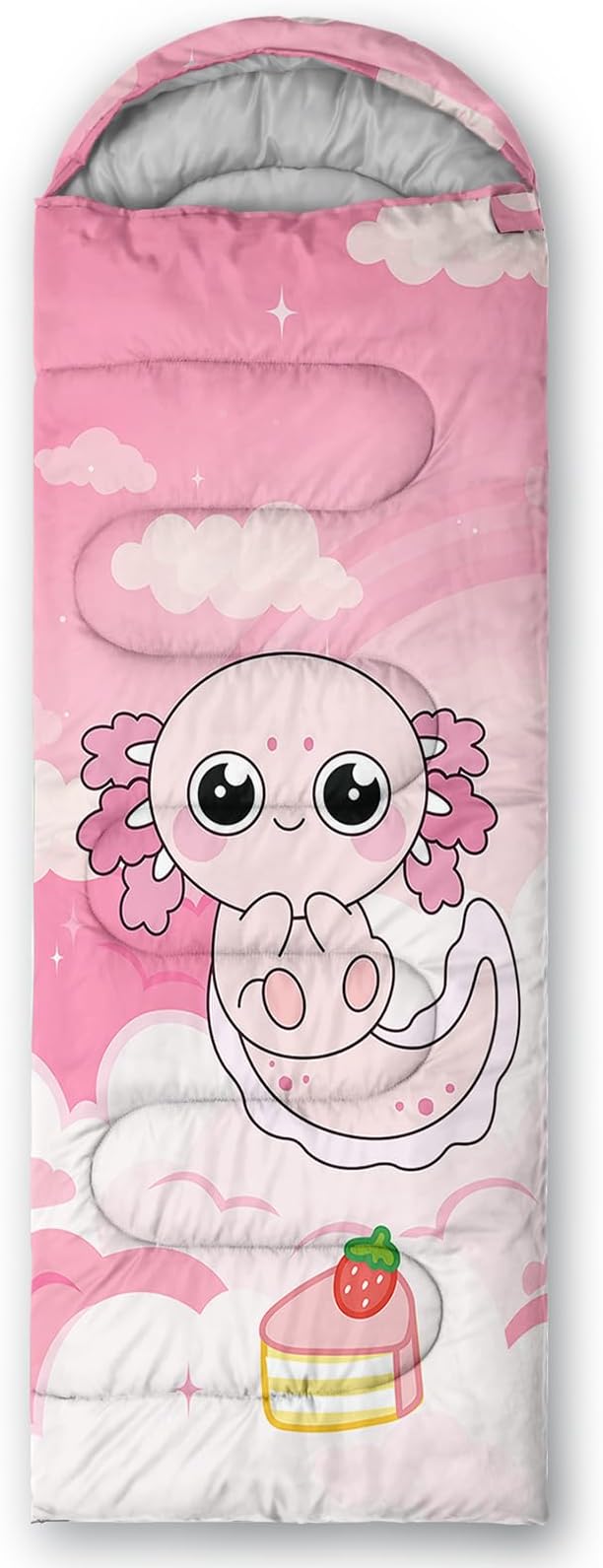 AILONEN Pink Lovely Rabbit Sleeping Bag for Girls Kids Adults,Warm and Cool Weather,Lightweight,Waterproof Backpacking,Cartoon Flowers Printed Bunny Sleeping Bag for Camping