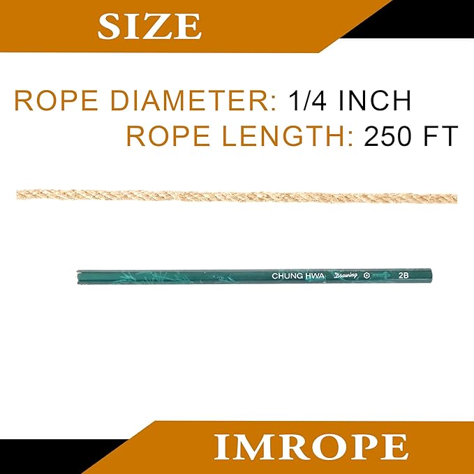 6mm x 250 Feet Natural Jute Rope, Twine for Gardening Tomato Climbing Plant Tie Floristry Crafts Gift Wrapping Packing Decor