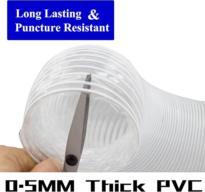 JUYO VONSAN 3 inch Dust Collection Hose 23ft Heavy Duty Flexible PVC Dust Collector Hose With Clamps (PVC, 3IN-23FT)