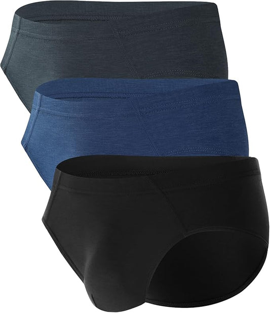 BAMBOO COOL Men's Underwear Briefs Fabric Covered Waistband Underwear Breathable Briefs with 3D Pouch Tagless Panties for Men