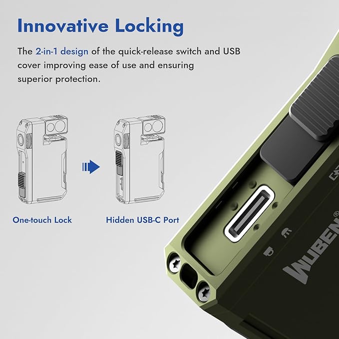 WUBEN G5 Rechargeable EDC Flashlight, Powerful RGB Flashights, 400 Lumens Portable Flat Mini Flashlights, IP68 Waterproof Multi-Mode Magnetic Small Keychain Flashlight for Camping, Emergency (Green)